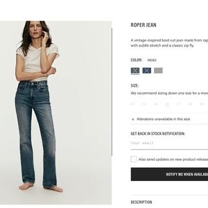 Buck Mason Roper Jean, Size 26